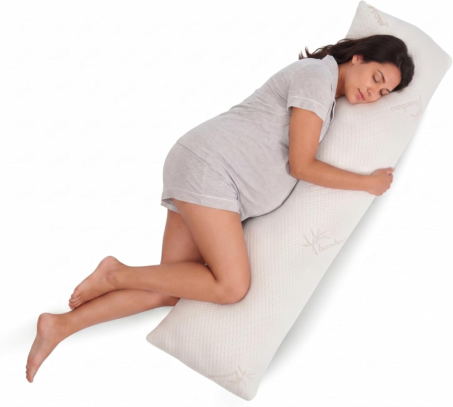 18x54 Down Alternative Maternity Body Pillow for Side Sleeper Snow White