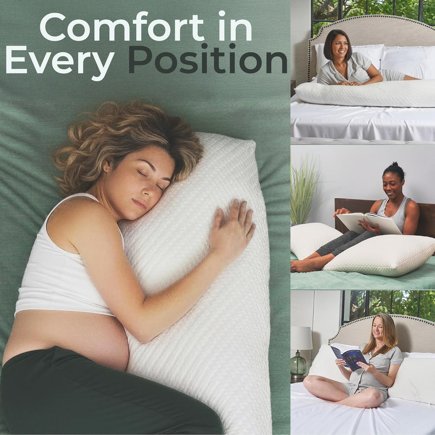 18x54 Down Alternative Maternity Body Pillow for Side Sleeper Snow White