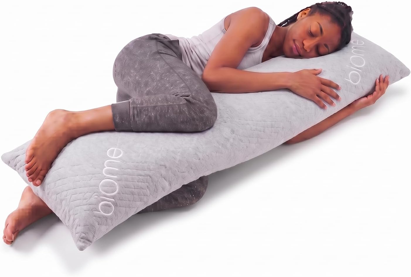 Body Pillow for Adult Side Sleepers, 20x54in Light Gray
