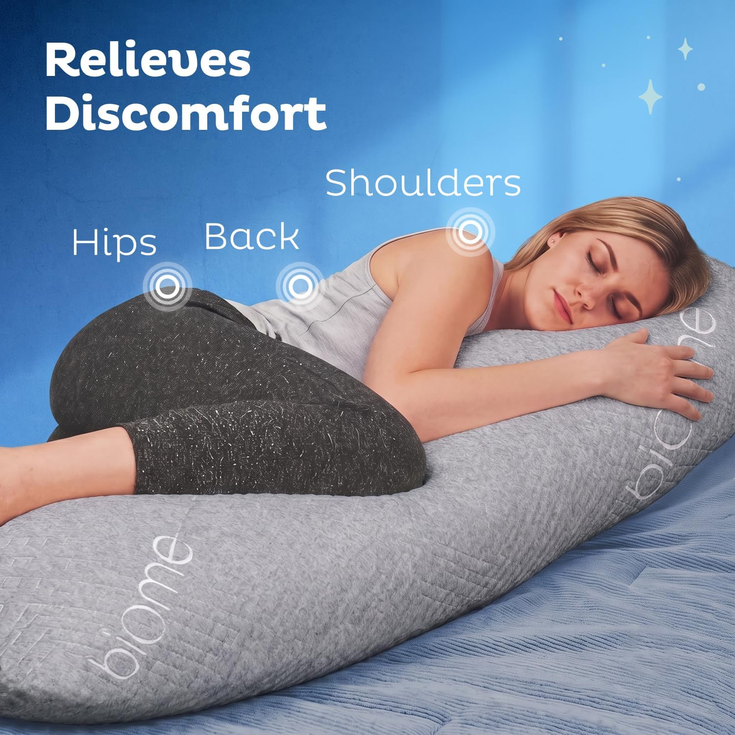 Body Pillow for Adult Side Sleepers, 20x54in Light Gray