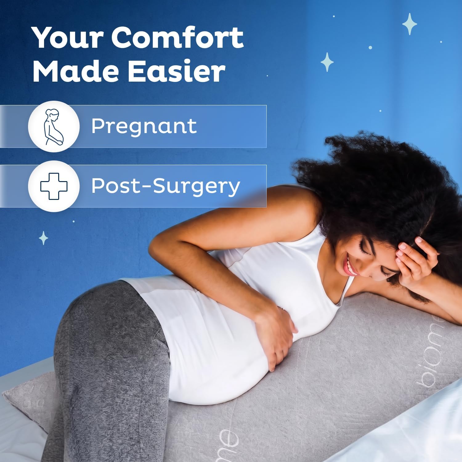 Body Pillow for Adult Side Sleepers, 20x54in Light Gray