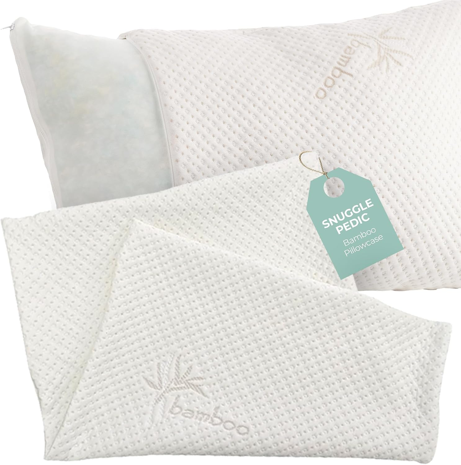 Pillow Covers - Zippered Queen Pillow Protector w/Kool Flow Technology, 20x30 Inches - Made in The USA White
