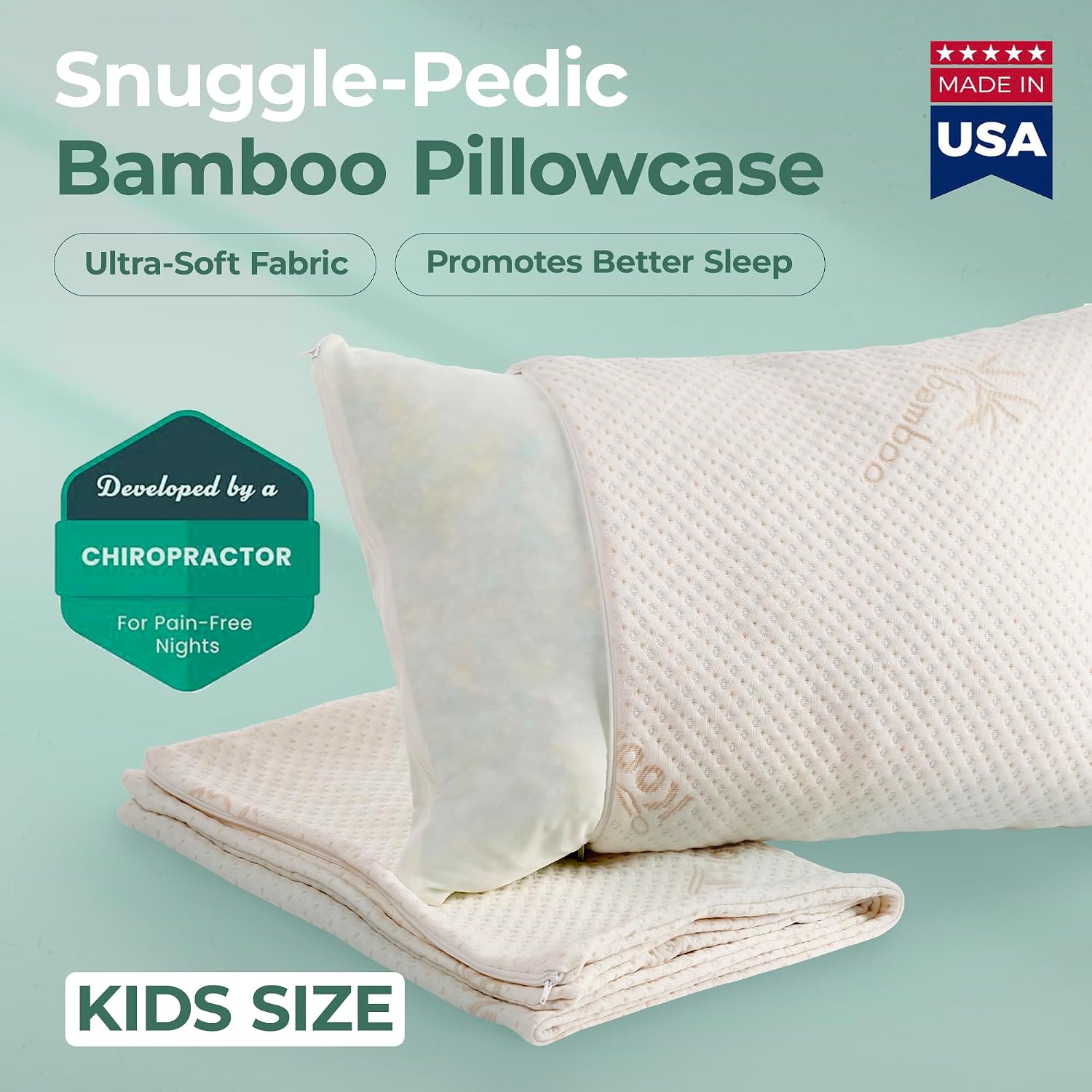 Pillow Covers - Zippered Body Pillow Protector (White, Kids)