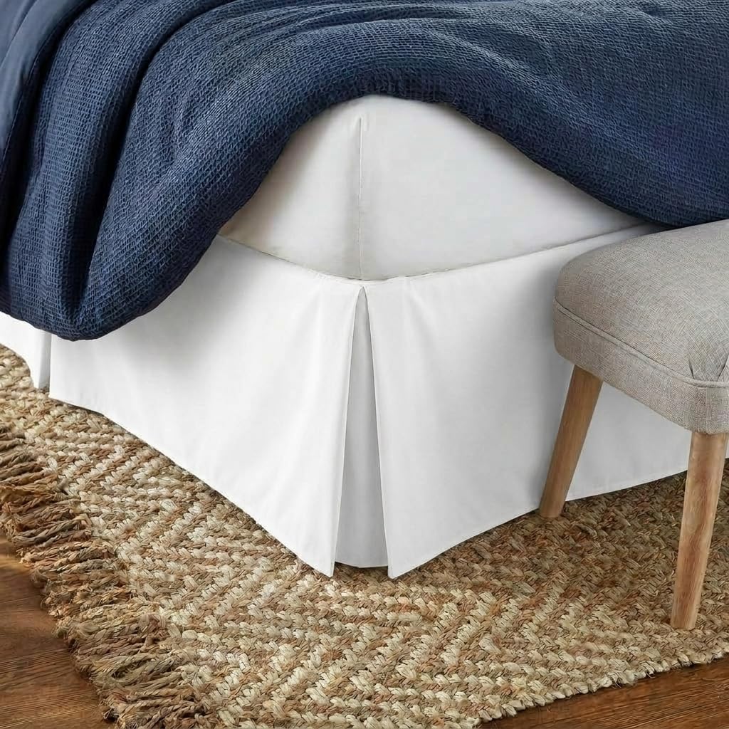 Linen Market Bed Skirt - Ultra Soft Microfiber - Easy Fit with 14 Inch Tailored Drop - Hotel Quality, Shrinkage & Fade Resistant - Bed Cover - Queen Bed Set - Bedroom Décor - (Queen, White) Green Mist