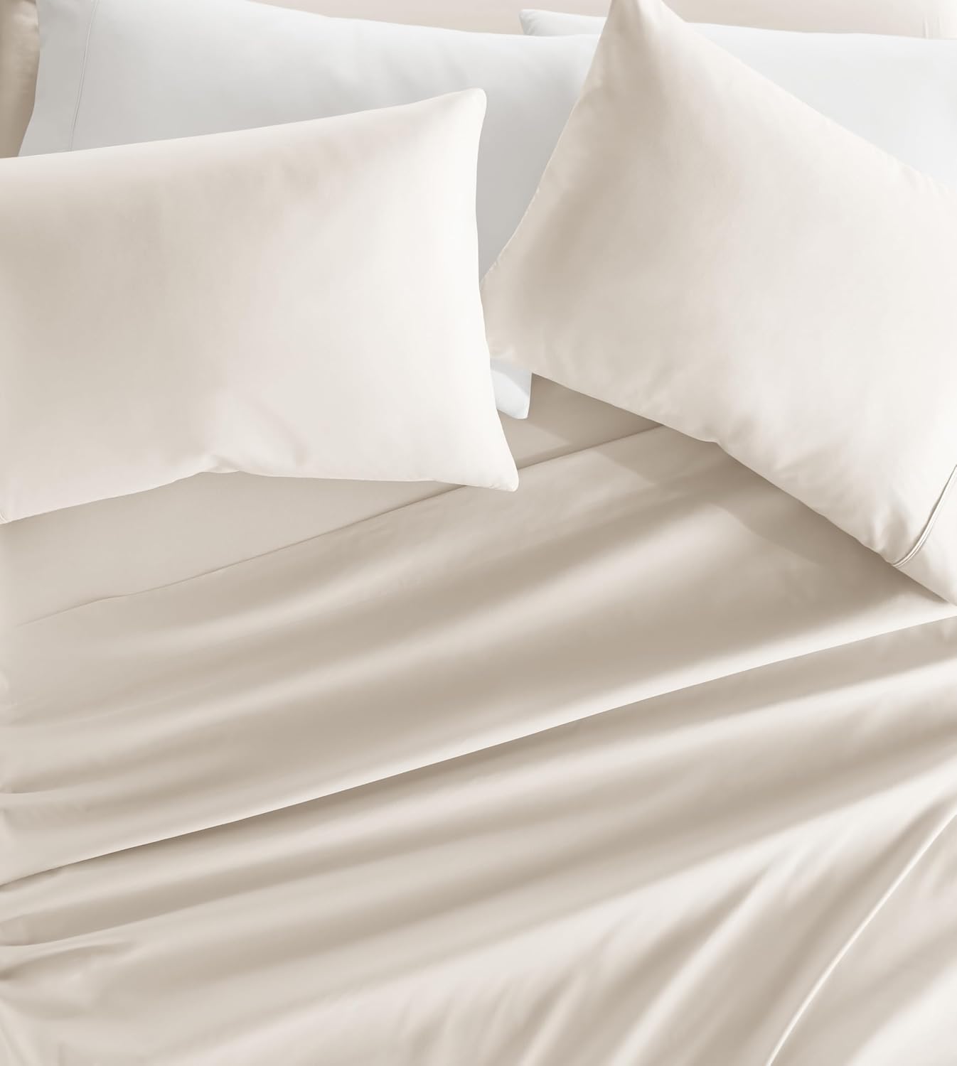 Linen Market Double-Brushed Microfiber Queen Sheet Set 4 Piece – Oeko-TEX Certified Ultra Soft & Wrinkle-Free - 16" Deep Pocket Sheets - Easy Care Queen Size - Ivory