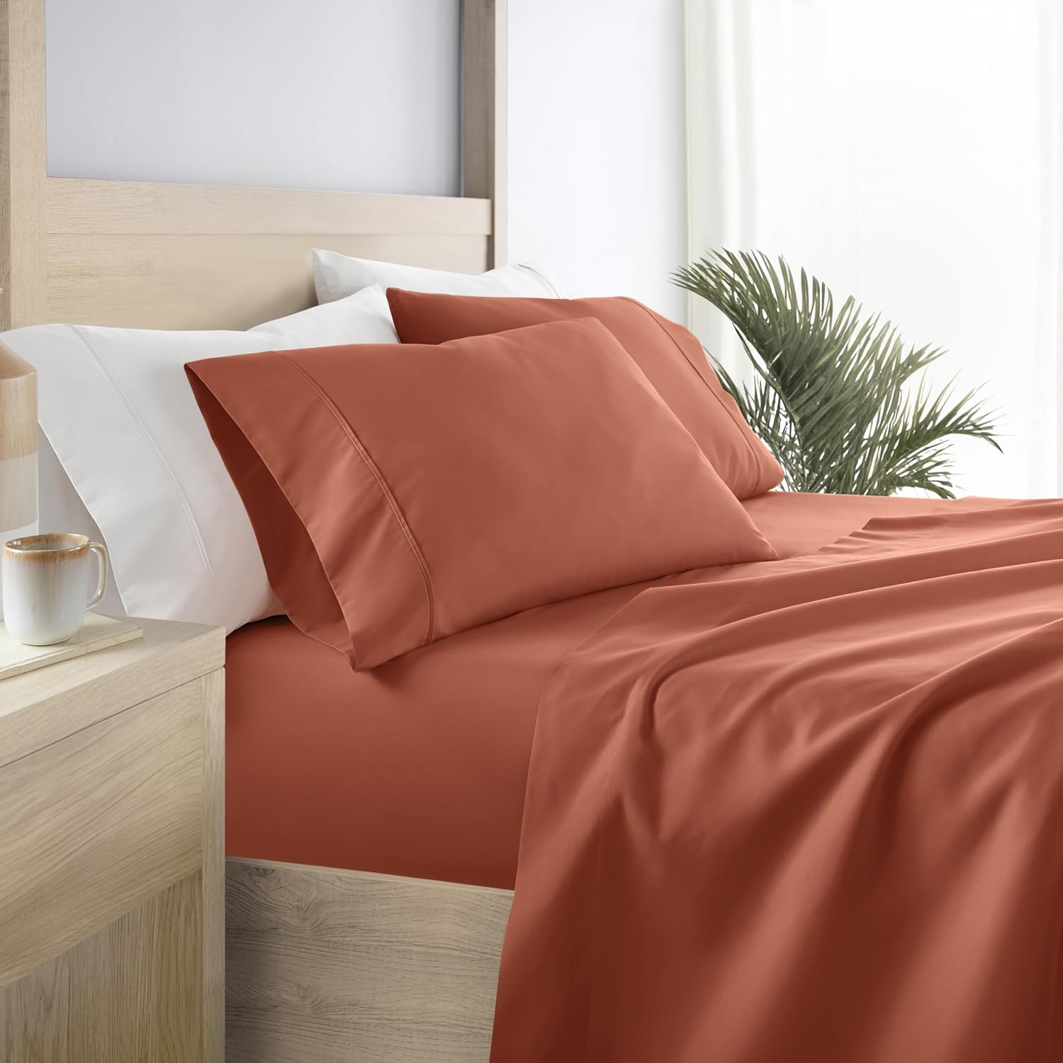 Linen Market Bed Sheets for Queen Size Bed (Clay) - Sleep Better Than Ever with These Soft and Cooling Queen Sheets - Deep Pocket Fits 16" Thick Beds - 4 Piece Queen Sheet Set
