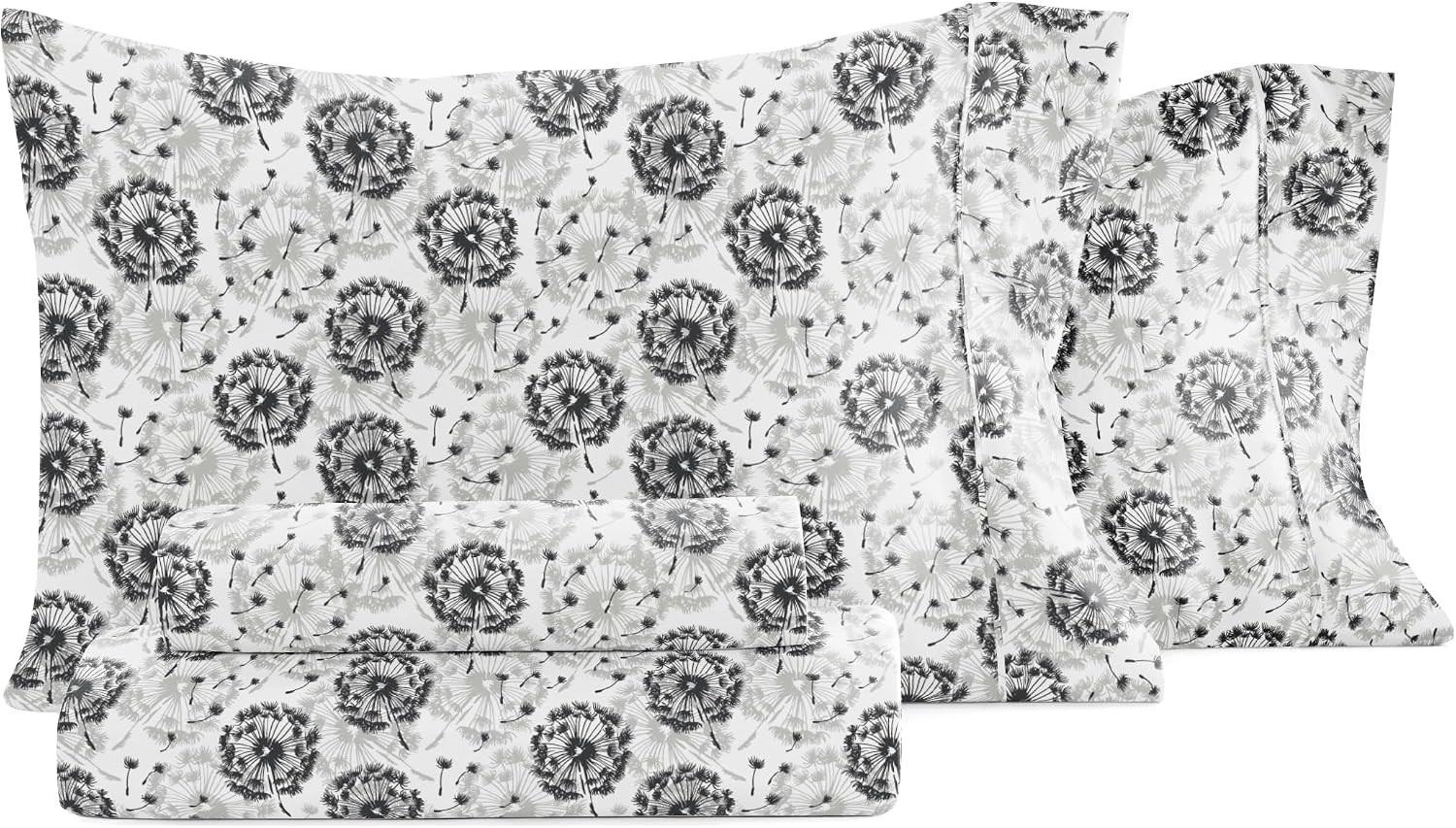 Linen Market Double-Brushed Patterned Microfiber Queen Sheet Set 4 Piece – Oeko-TEX Certified Ultra Soft & Wrinkle-Free - 16" Deep Pocket Sheets - Easy Care Queen Size - Make a Wish Light Gray Make a Wish Gray