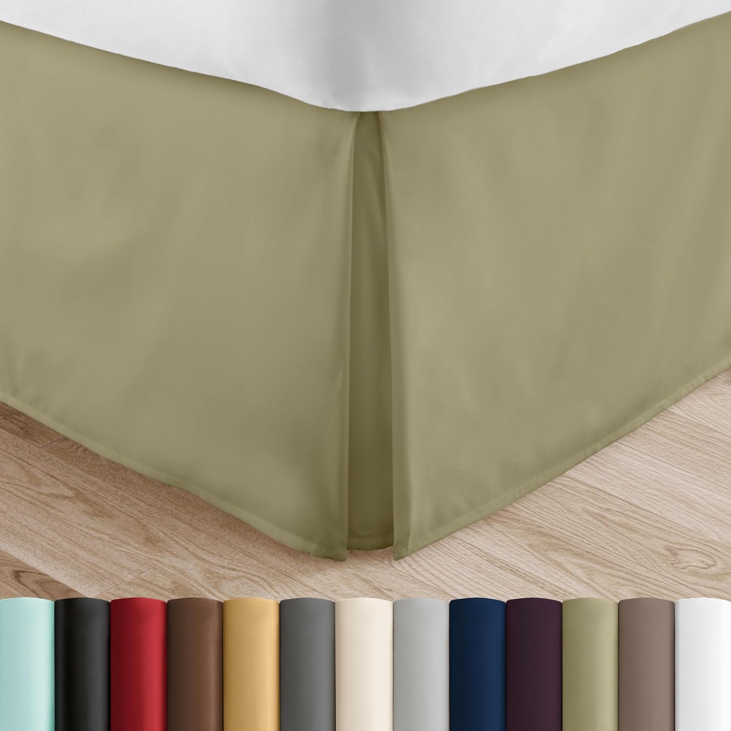 Linen Market Bed Skirt - Ultra Soft Microfiber - Easy Fit with 14 Inch Tailored Drop - Hotel Quality, Shrinkage & Fade Resistant - Bed Cover - Queen Bed Set - Bedroom Décor - (Queen, Sage)