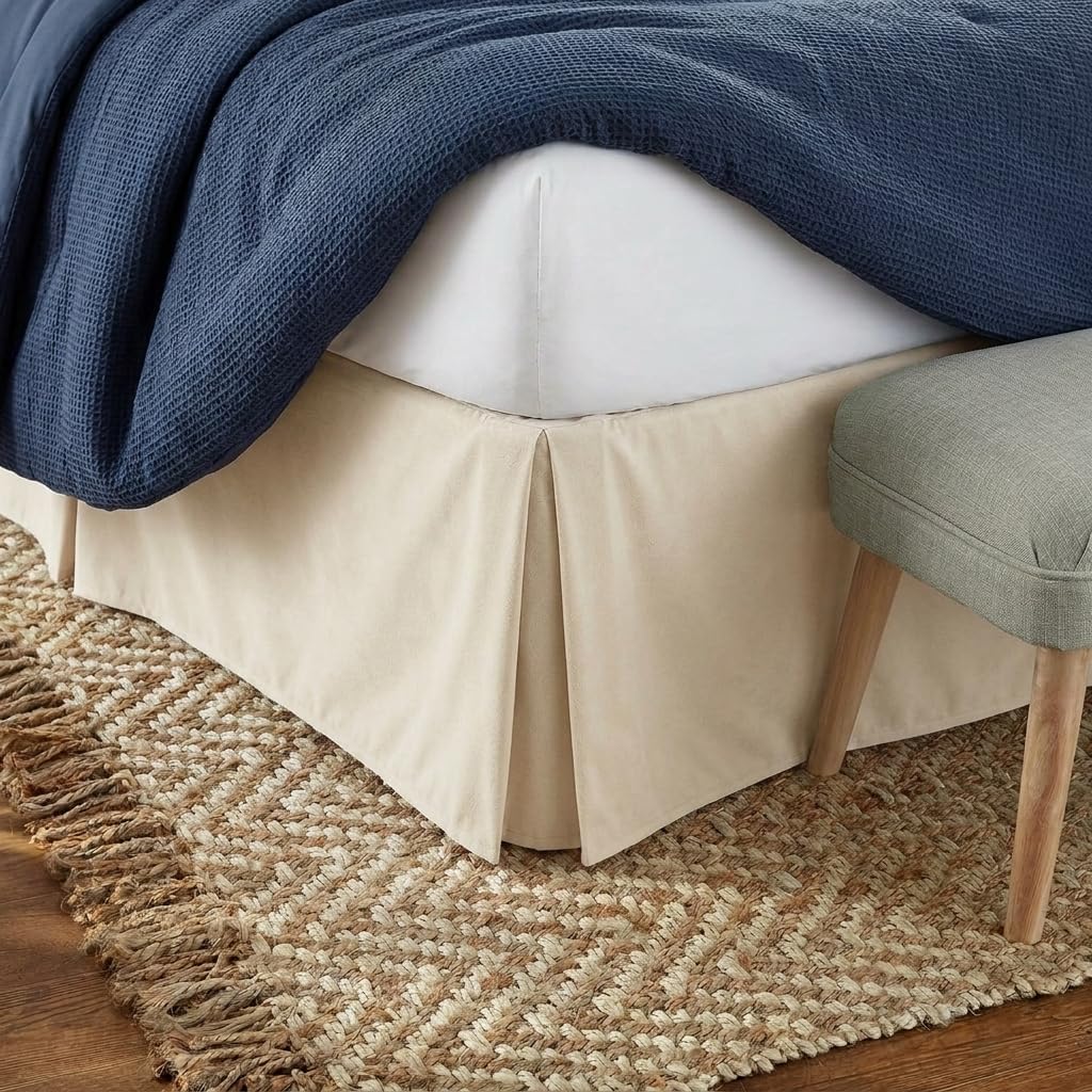 Linen Market Bed Skirt - Ultra Soft Microfiber - Easy Fit with 14 Inch Tailored Drop - Hotel Quality, Shrinkage & Fade Resistant - Bed Cover - Queen Bed Set - Bedroom Décor - (Queen, Ivory)