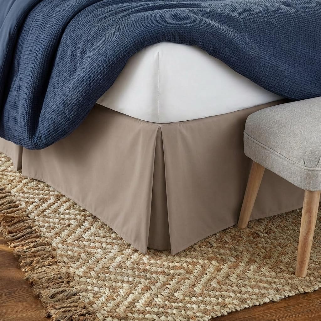 Linen Market Bed Skirt - Ultra Soft Microfiber - Easy Fit with 14 Inch Tailored Drop - Hotel Quality, Shrinkage & Fade Resistant - Bed Cover - Queen Bed Set - Bedroom Décor - (Queen, Taupe)