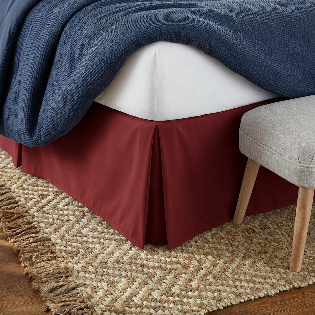Linen Market Bed Skirt - Ultra Soft Microfiber - Easy Fit with 14 Inch Tailored Drop - Hotel Quality, Shrinkage & Fade Resistant - Bed Cover - Queen Bed Set - Bedroom Décor - (Queen, Burgundy)