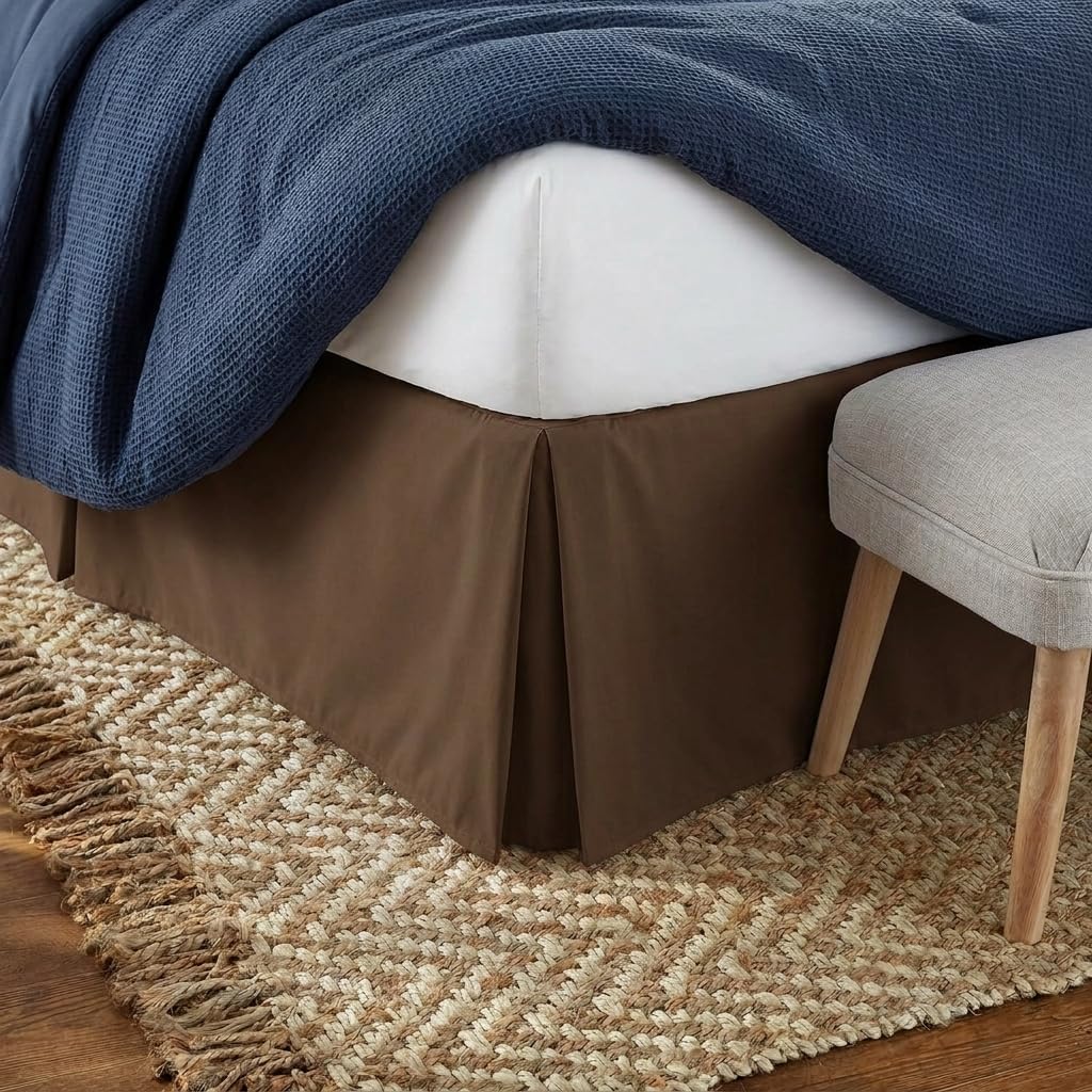 Linen Market Bed Skirt - Ultra Soft Microfiber - Easy Fit with 14 Inch Tailored Drop - Hotel Quality, Shrinkage & Fade Resistant - Bed Cover - Queen Bed Set - Bedroom Décor - (Queen, Chocolate)