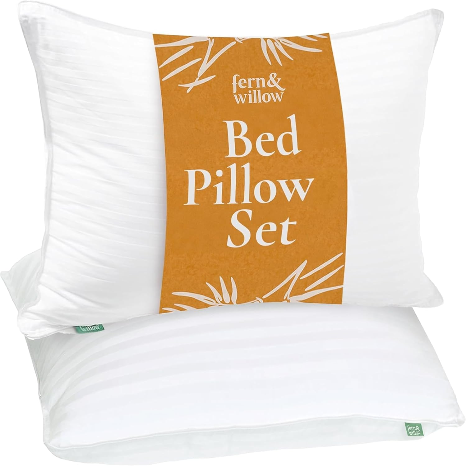 Fern and Willow Premium King Size Bed Pillows - Set of 2, 36"x20" - Luxurious Ultra-Soft Cooling Pillow - Hotel Quality, Down Alternative Fill, Medium Firm Support for Side, Back & Stomach Sleepers